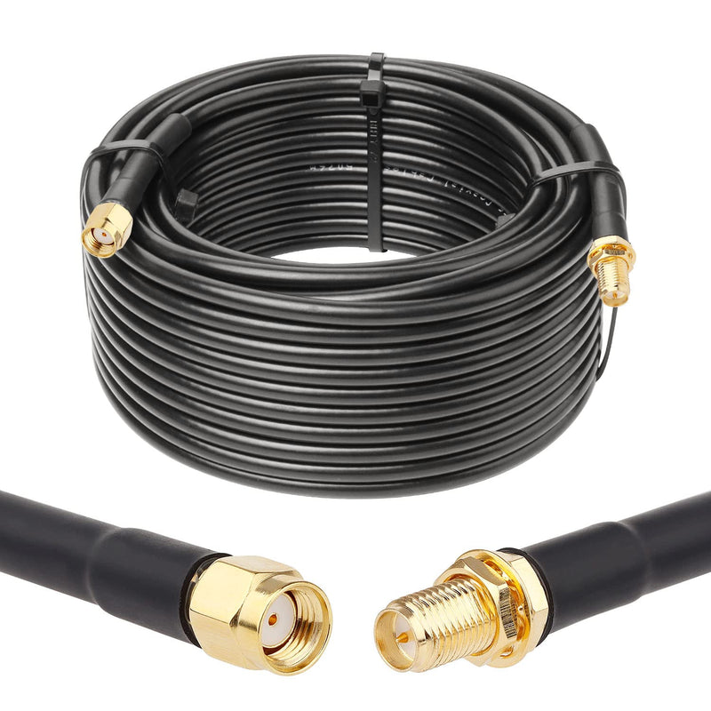 50Ft Rp-Sma Male To Rp-Sma Female Coax Cable, Rg58 Rp-Sma Wifi Antenna Extensi