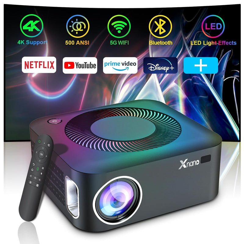 5G Wifi Bluetooth Native 1080P Projector 4K Support, 500 Ansi Home Theater Out