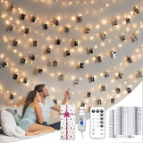 40FT 120 LED Photo Clip Fairy Lights with 50 Clips Hanging Picture String Lights 8 Modes Timer Waterproof Bedroom Dorm Wall Decor Teen Girl Birthday Christmas Gift Aesthetic Room Decor