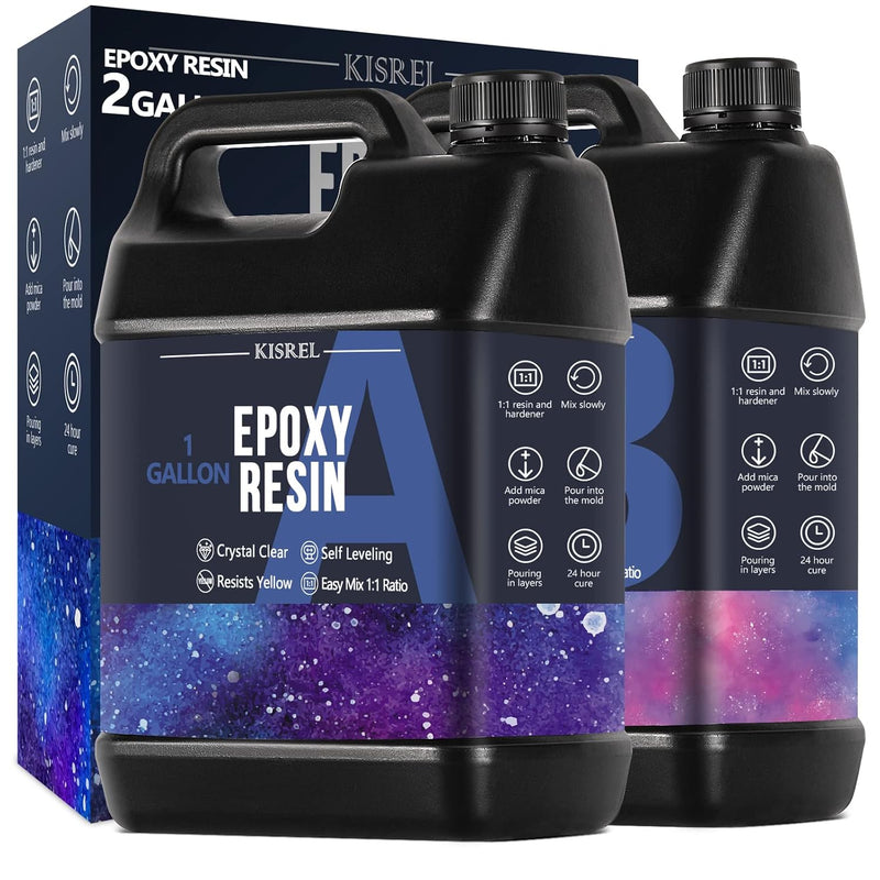 Crystal Clear Epoxy Resin Kit - No Yellowing, No Bubble Art Resin For Crafts, Jewelry, Wood & Molds (2 Gallon)