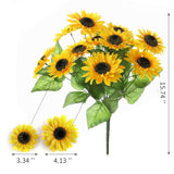 15.74'' Artificial Sunflowers Bouquet With 14 Heads(Two Different Diameter Of Flowers) And 40 Leaves Fake Silk Sunflowers Bouquet For Home Office Parties And Wedding Decoration