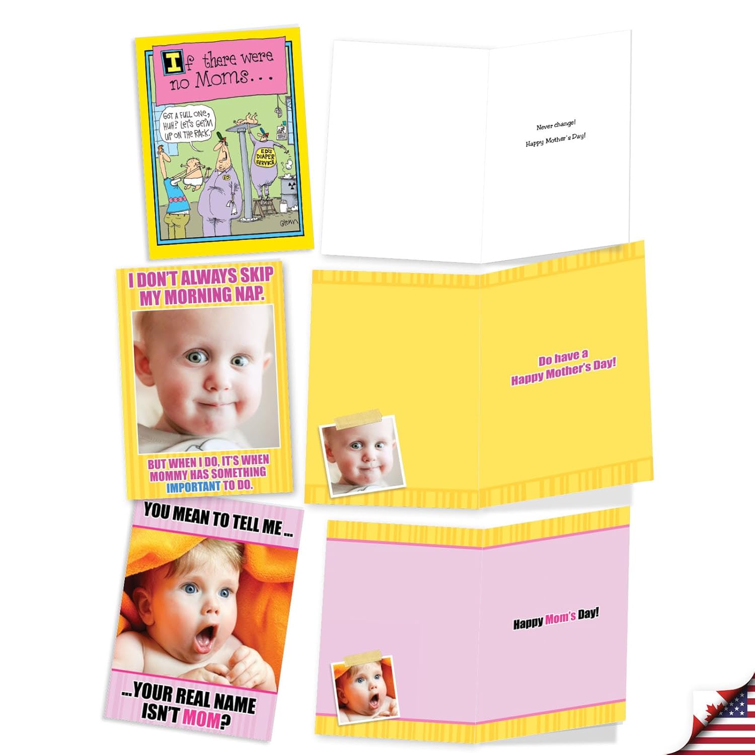 10 Assorted Box Set Humorous Mother'S Day Greeting Cards W/ 5 X 7 Inch Envelopes For Women (10 Designs, 1 Each) Hey Baby Ac10891Mdg-B1X10