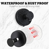 4 Pack Suction Cup Hooks For Shower - Stainless Steel Towel Hooks For Bathroom, Removable Shower Hooks For Bathroom Mirror Window Glass Wall Robe Looafh, Waterproof, Black