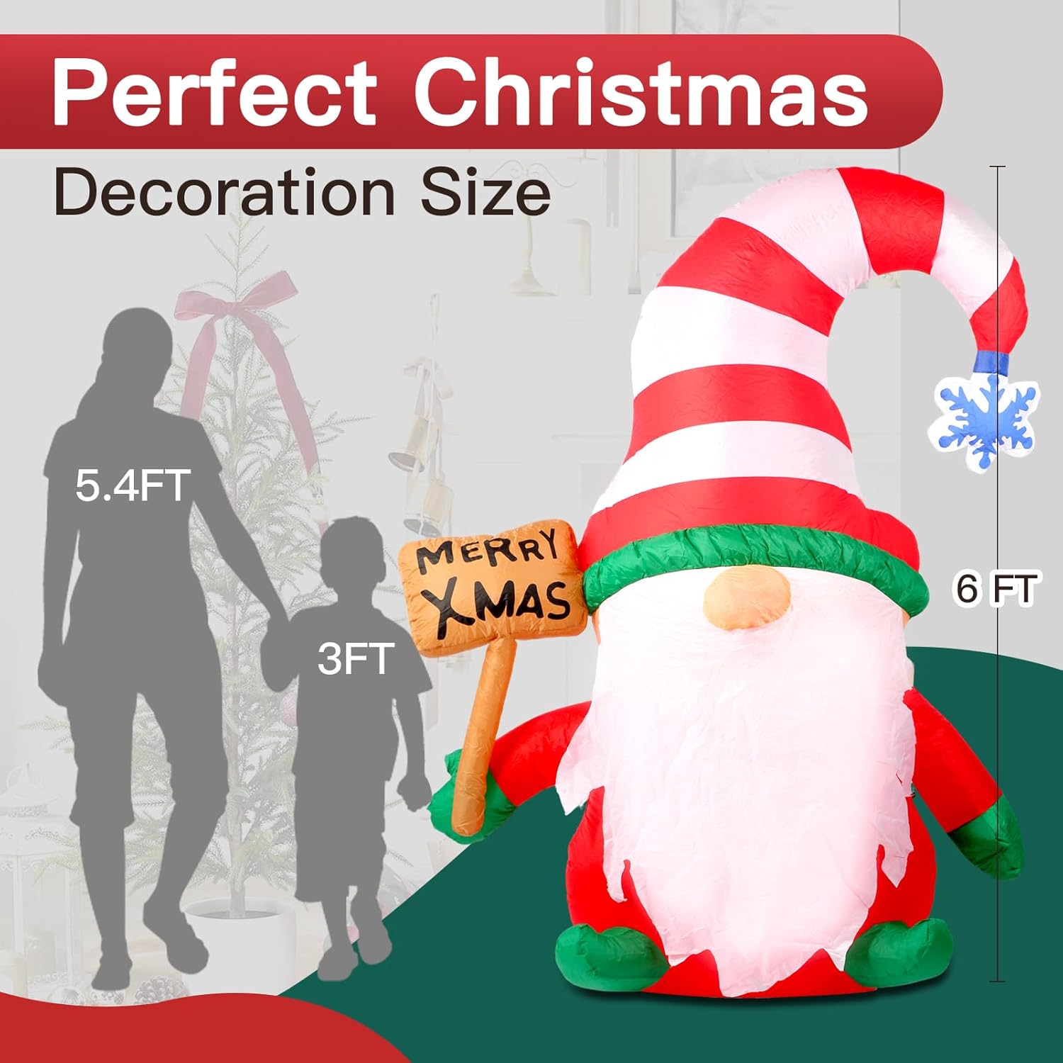 6 Ft Christmas Inflatables Decorations Outdoor?Blow Up Gnome Tumbler With Built-In Led Lights For Indoor Holiday Party Y