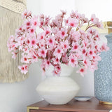 8Pcs Artificial Cherry Blossom Branches 16" Fake Silk Cherry Blossom Flowers Stems Faux Peach Floral Arrangement Bulk For Vase Home Wedding Table Centenpieces Party Janpanese Sakura Decoration