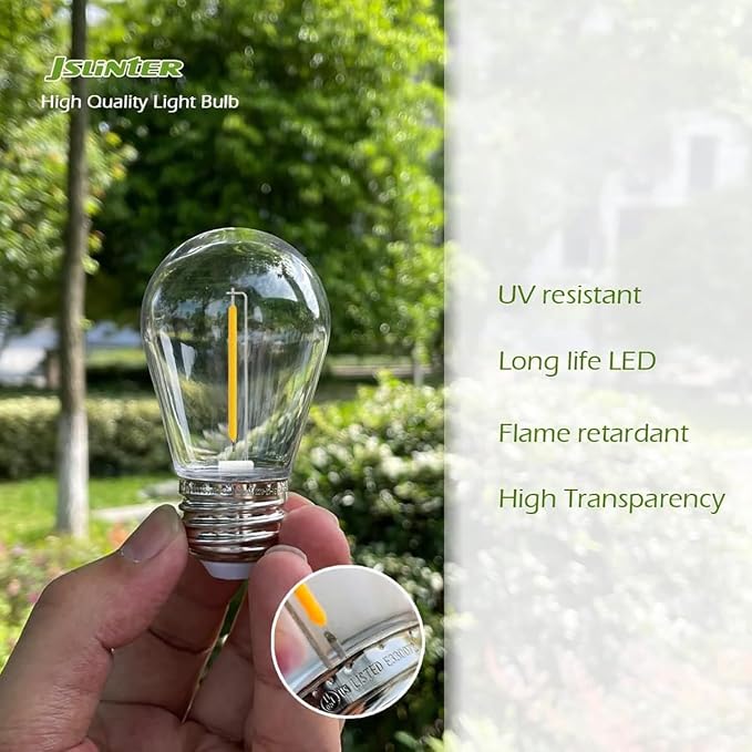 S14 Outdoor String Light Bulbs 1W 2200K Warm White Replacement Patio Bulbs E26 Base 24 Pack