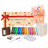 Original Mini Wooden Watercolor Paint Set – Compact Travel Art Kit With 12 Colors, Refillable Brush & Sketchbook – Unique Creative Gift For Birthdays, Holidays & Art Lovers