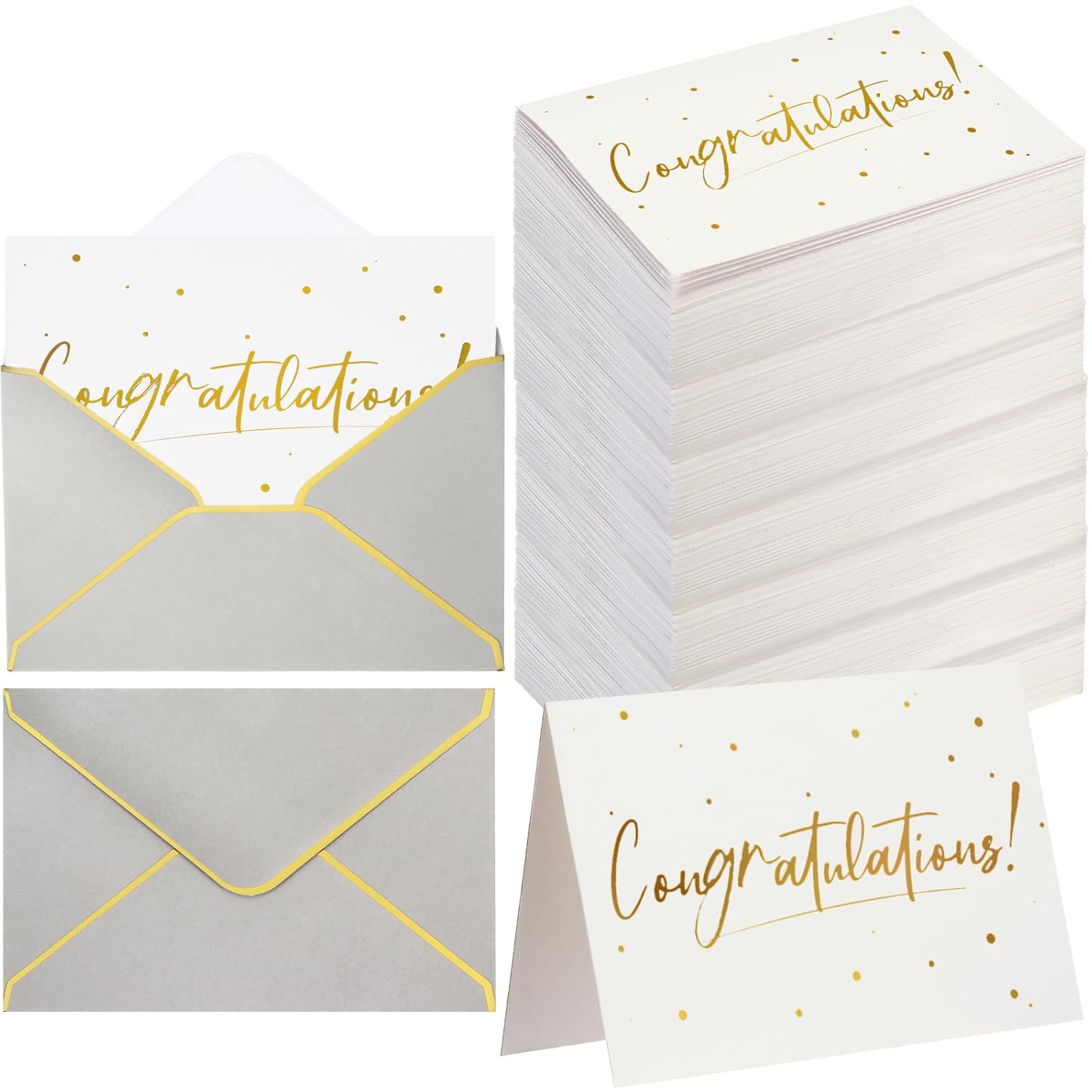 100 Pack Congratulations Cards With Envelopes All Occasion Congrats Greeting Card For Engagement,Business,Baby Shower,Wedding Graduation Party, 4 X 6 In (Gray)(Gray)
