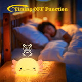 Axolotl Night Light For Kids With Axolotl Keychain,Animal Silicone Nursery Night Lamp, Rechargeable Table Lamp Bedside Lamp,Cute Room Decor Night Light For Bedroom,Desk Decorations,Gift