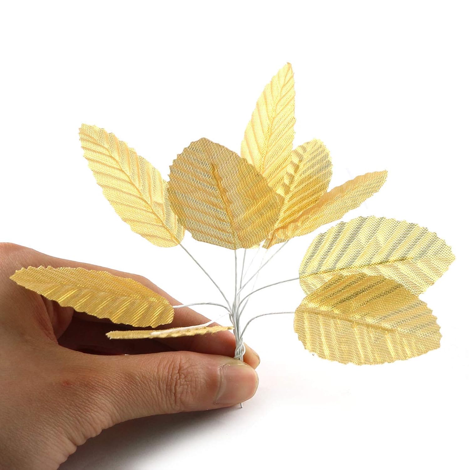 Silk Leaf 200Pcs Golden Artificial Leaves Diy Corsage Boutonniere Accessory For Diy Wedding Party Decor
