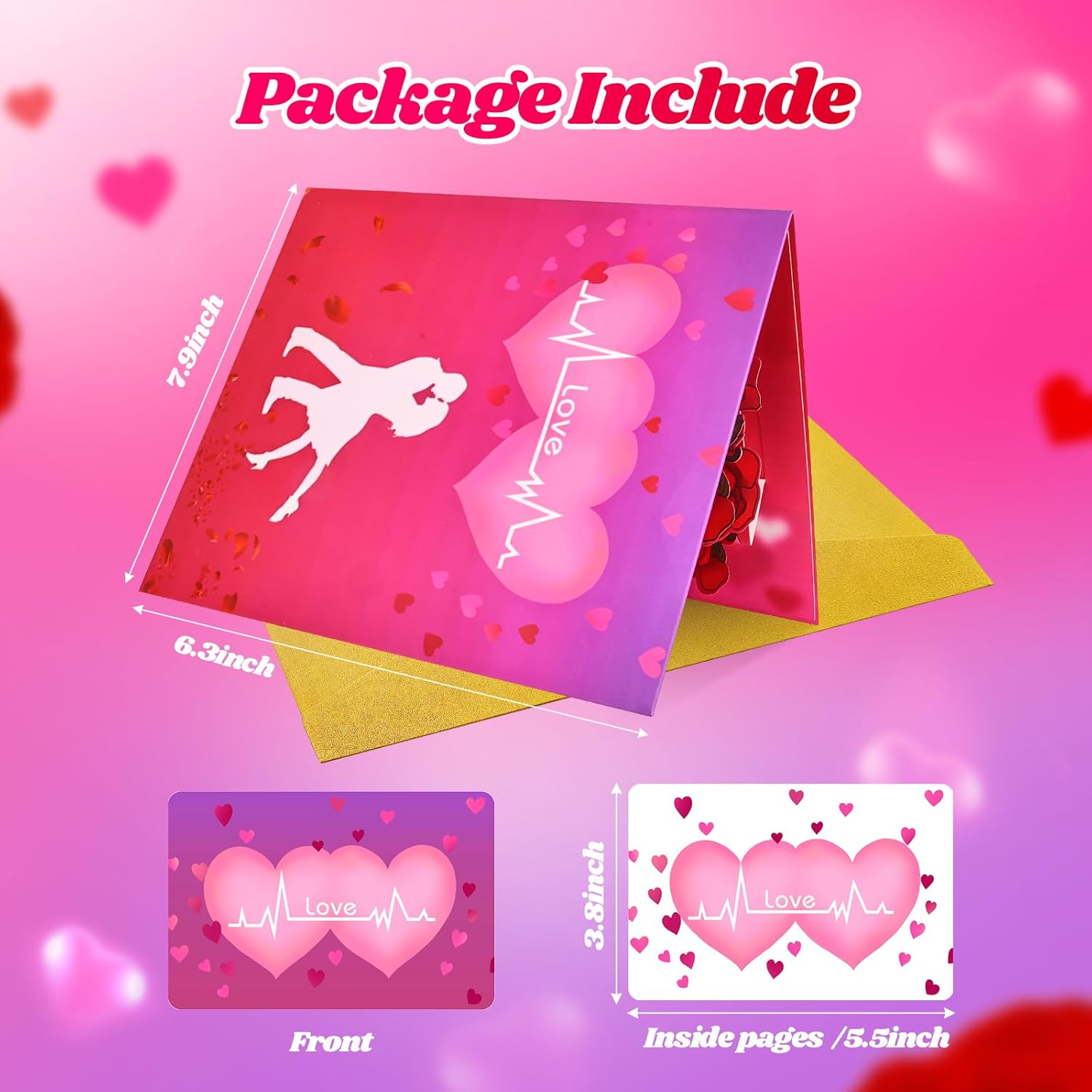 Happy Anniversary Cards With Music & Lights, Romantic 3D Pop Up Love Letter, Heart Shape & Rose Wedding Valentine Anniversary Cards For Couple Husband Wife Him Her, I Love You Greeting Card