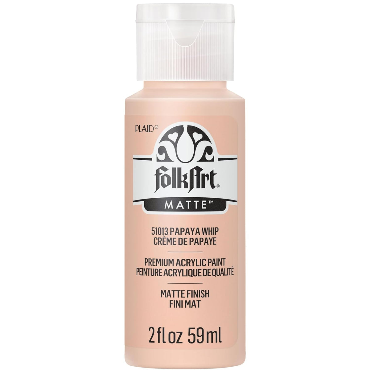 FolkArt Acrylic Craft Paint, Papaya Whip 2 fl oz Premium Matte Finish Paint, Perfect For Easy To Apply DIY Arts And Crafts, 51013