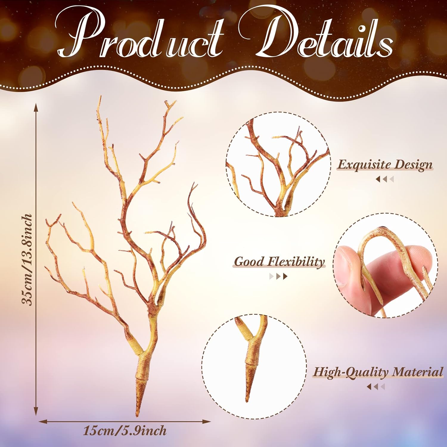 13.8 Inch Small Manzanita Branches Plastic Faux Branches Artificial Antler Shaped Tree Branch Decorative Plant Twigs For Home Wedding Table Centerpiece Festival Decors(Light Brown,10 Pieces)