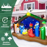 8 Ft Long 5.5 Ft Tall Christmas Inflatables African American Black Nativity Scene Set Outdoor Decorations With Angel, Bu