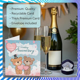 Grandma Grandad Anniversary Card - Bears & Clouds - Happy Wedding Anniversary Card For Grandma Grandad From Grandson Granddaughter, 5.7 Inch Anniversaries Greeting Cards