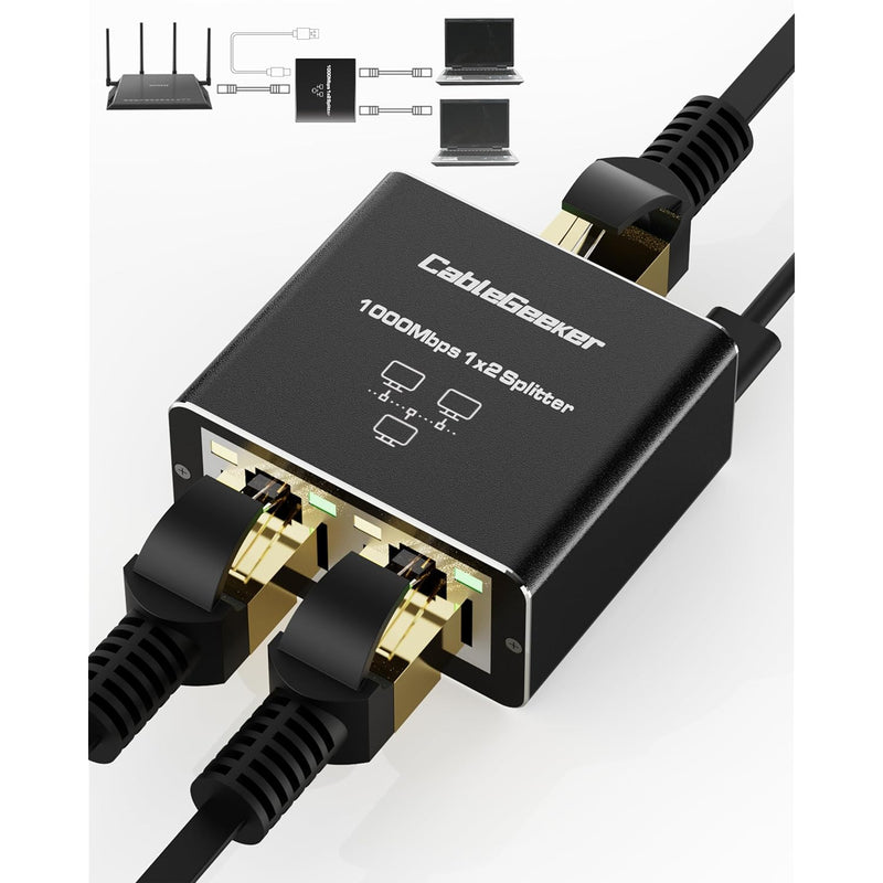 Ethernet Splitter, High Speed 1000Mbps Ethernet Splitter 1 To 2, Rj45 Internet