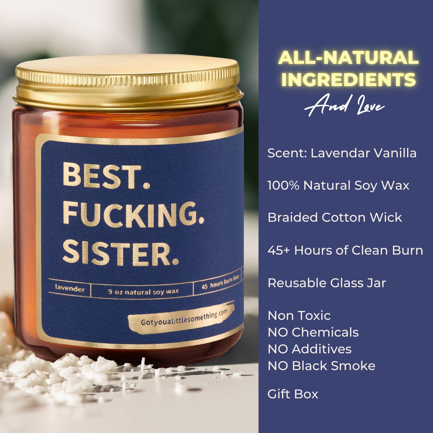 Best Sister Birthday Gifts From Sisters Or Brothers - Funny Birthday Candle For Women - Unique Present Idea For Her From Brother For Big Sis For Christmas, Mother'S Day - Lavender Vanilla Candle, 9Oz