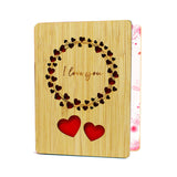 Wooden Gift Card I Love You Card Handmade Bamboo Wood Wedding Anniversary Greeting Cards Anniversary Funny Gifts For Her, Him, Husband, Wife, Boyfriend, Girlfriend(With Greeting Card Envelopes)