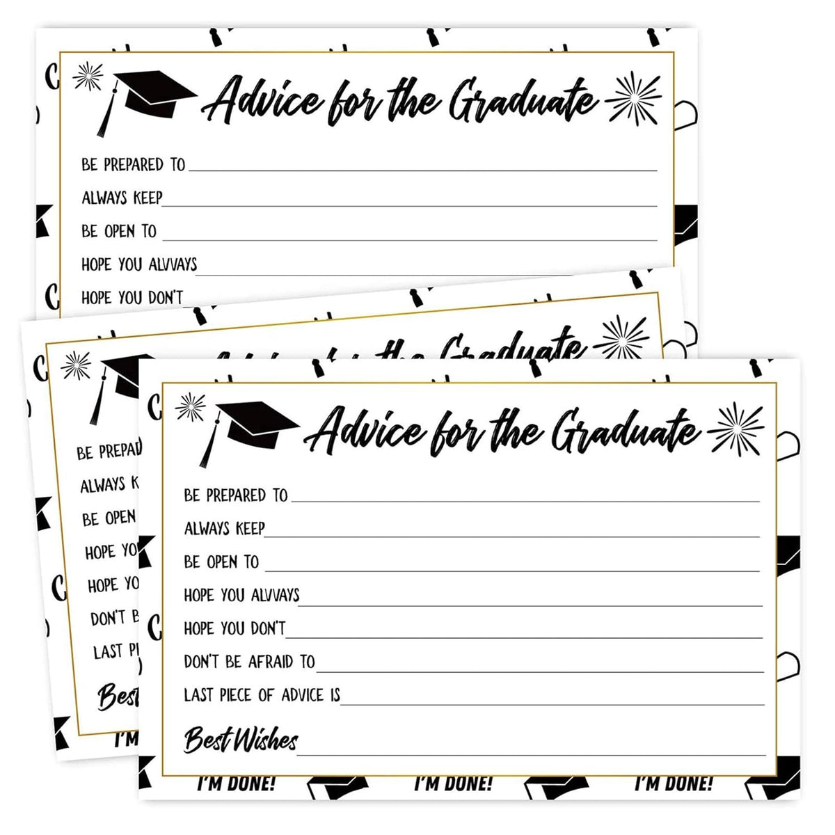 50 Graduation Party Advice Wishes Cards For Graduate Class Of 2025 College, High School, University Grad, Words Of Wisdom Cards, Game Activity Cards, 4 X 6 Inches.