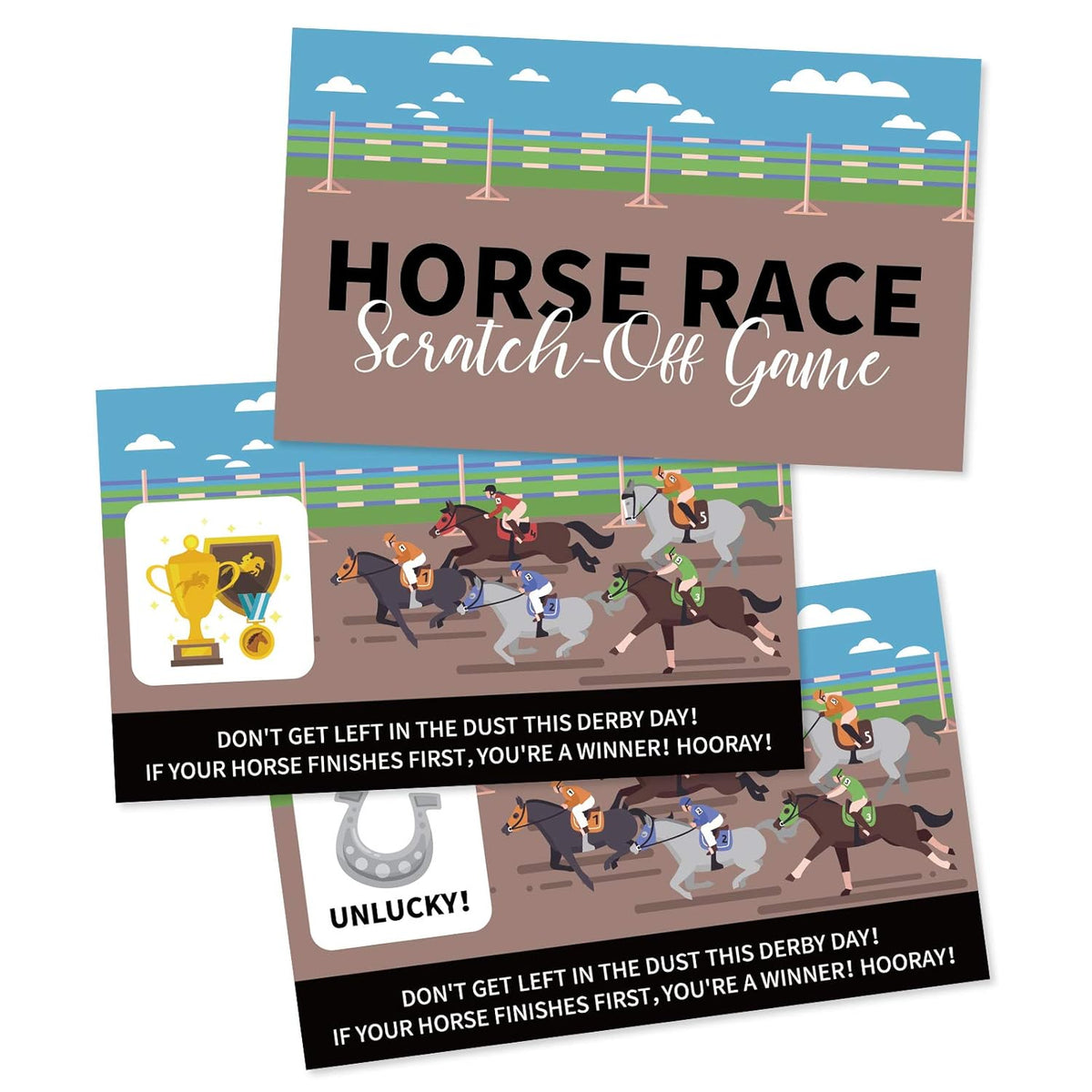 44Pcs Kentucky Horse Derby Scratch-Off Cards - Horse Racing Game Party Supplies Favors Decorations