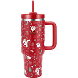 Christmas Tumblers Gifts For Women Girls, 40 Oz Christmas Tumbler With Handle And Straw Lid, Triple Walled Stainless Steel Insulated Travel Mug Cup, Keep Cold For 34 Hours (Red Funny Santa)