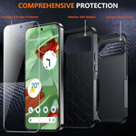 Pixel 9/9 Pro Case, Dual Layer, 10FT Drop Protection, 2 Screen Protectors, Black