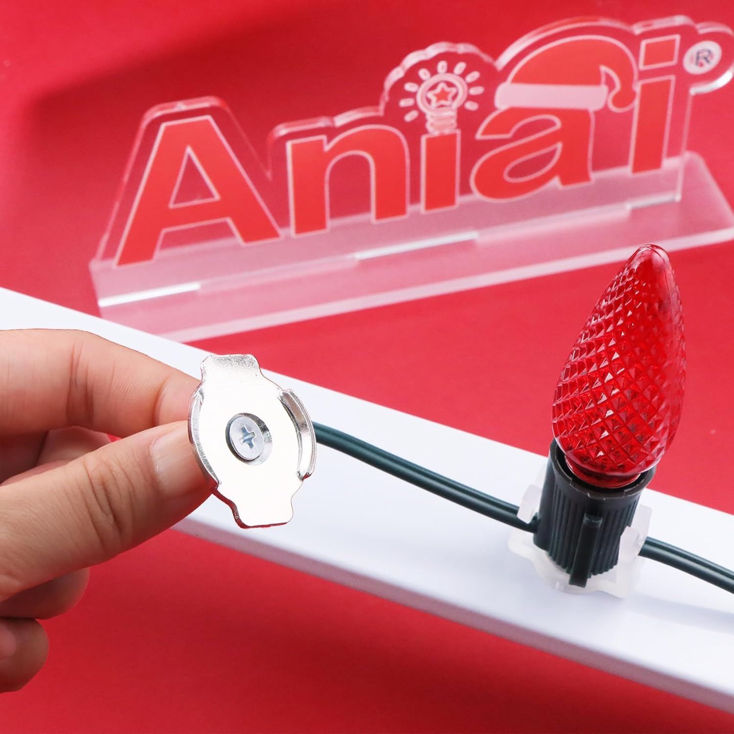 100Pcs Extra Strong Magnetic Christmas Light Clips, With Iron Sheet And Screws To Hold The Magnet Clips For Hanging Christmas Lighting