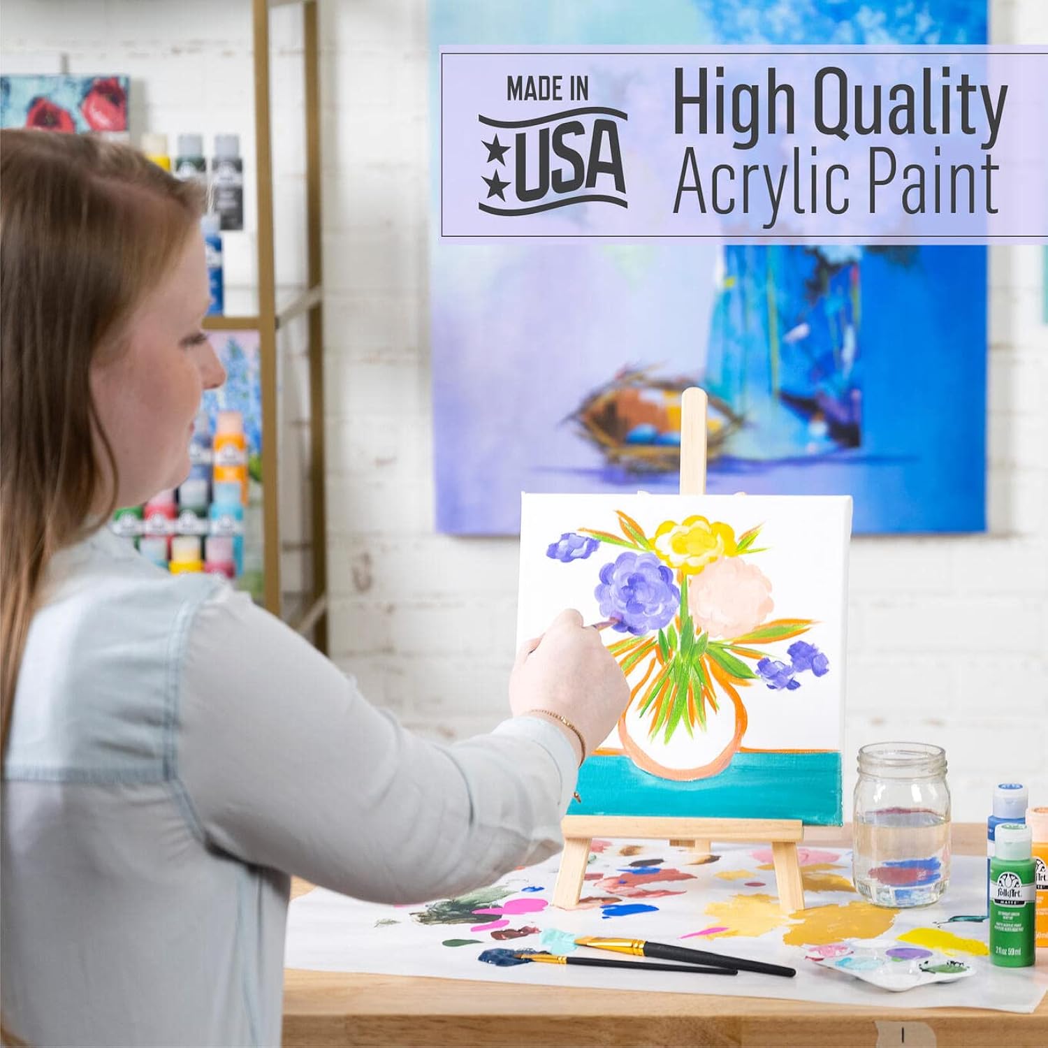 FolkArt Acrylic Craft Paint, Earthy Ochre 2 fl oz Premium Matte Finish Paint, Perfect For Easy To Apply DIY Arts And Crafts, 51022