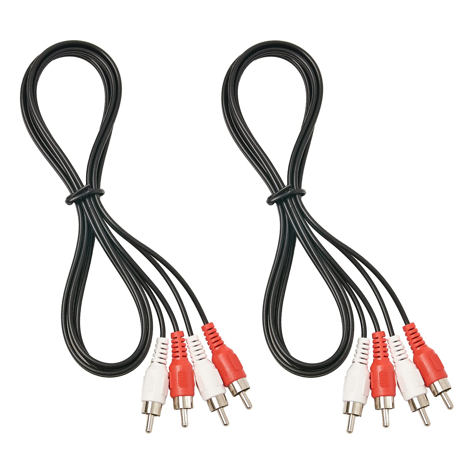 (2 Pcs) RCA Stereo Audio Cable, 2-RCA Male to 2-RCA Male (5 FT), Stereo Audio 2RCA Cord Male to Male Connector