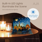3D Pop Up Anniversary Card For Husband Or Wife - Happy Anniversary Cards For Couple With Led Lights And Romantic Music - Includes Message Insert And Plain Envelope - Paris Themed