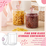 2 Pack Valentine'S Day Glass Cookie Jars Candy Jars With Heart Lids 30 Oz Clear Glass Canisters Cute Food Storage Organizers For Overnight Oats,Kitchen Cookies,Coffee Beans,Dry Goods,Tea
