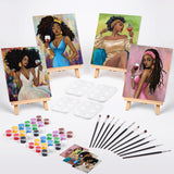 4 Pack Sip And Paint Kit For Adults,Pre Drawn Canvas For Painting Party Supplies Girls Night Games Couples Paint Art Set Sip Girl 8X10 In