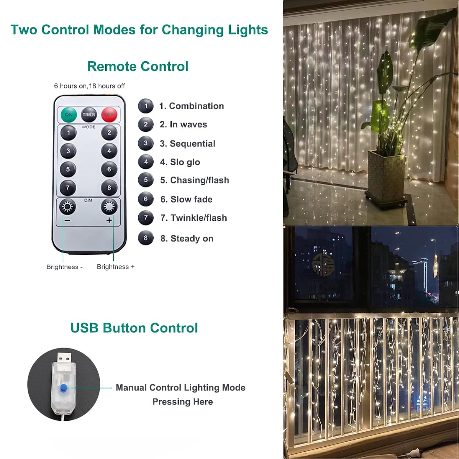 300 Led Curtain String Lights With Remote & Timer, 8 Modes Lighting, 9.8×9.8 Ft, Diy Lights For Birthday Wedding Christm