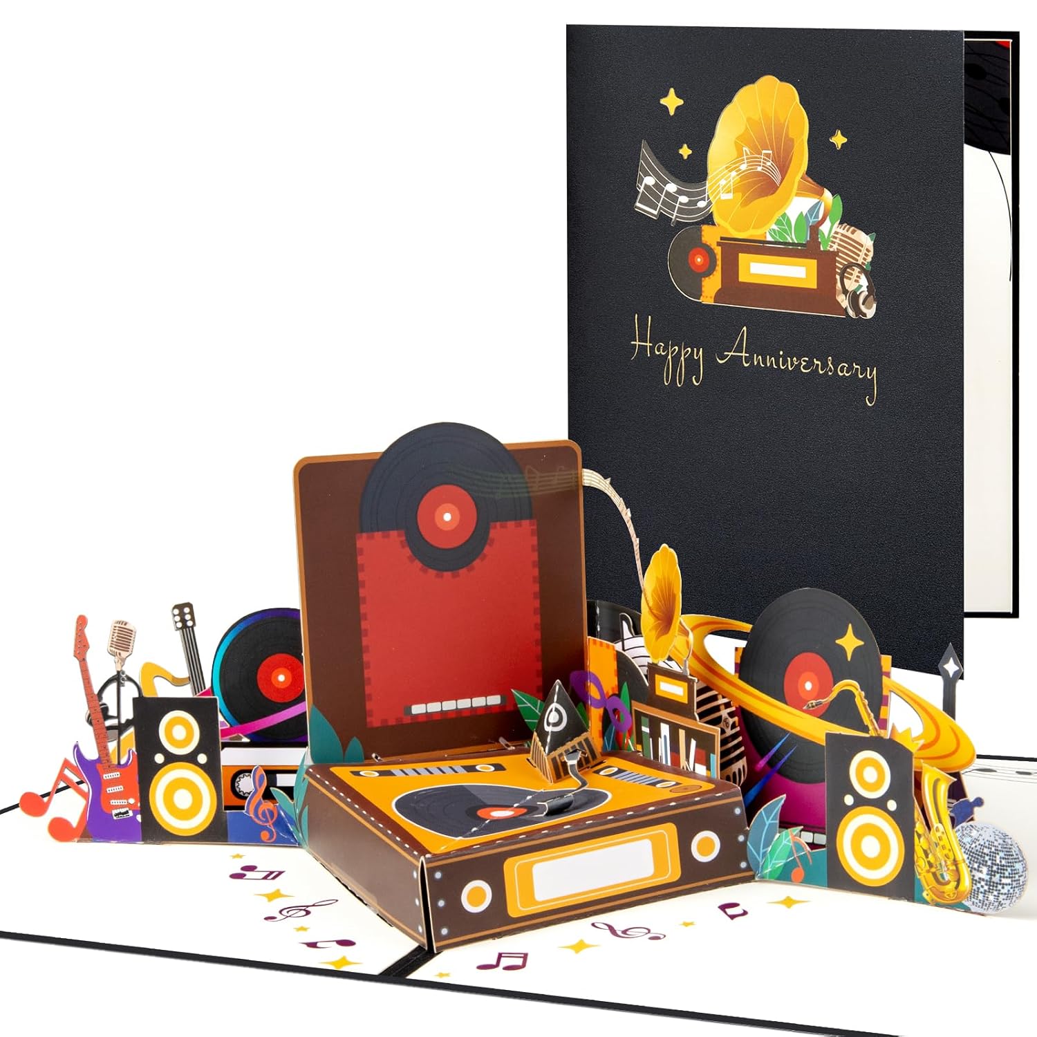 Record Pop Up 3D Greeting Cards With Blank Note & Envelope, Ideal Celebration Gift For Friendship, Love, Anniversary, Special Moments, Inspirational, Birthday, Holiday, Party