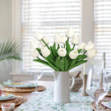 30 Pcs White Fake Tulips Artificial Flowers For Decoration, Real Touch Pu Faux Tulips Flowers Arrangement Artificial Plants Indoor For Home Decor Wedding Mother'S Day Spring Easter Decorations