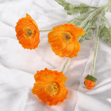 8 Stems Artificial Flowers Fake Faux Poppy Silk Bouquet Orange Flowers For Wedding, Home, Party Decoration,Table Centerpiece Arrangement(8, Orange)