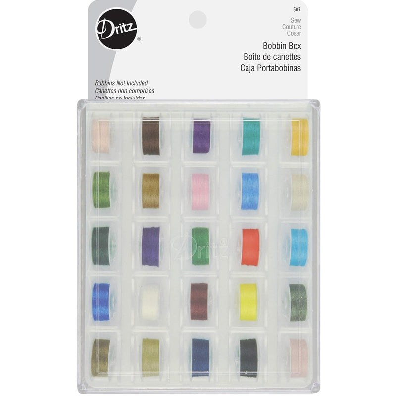 Dritz Box With Foam Insert Bobbin Set, 25, Assorted