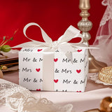 Wedding Wrapping Paper Roll For Couples, Mini Roll, Romantic Mr & Mrs Text With Red Hearts Design, Elegant Gift Wrap For Wedding, Anniversary Bridal Shower, 17 Inches X 16.4 Feet