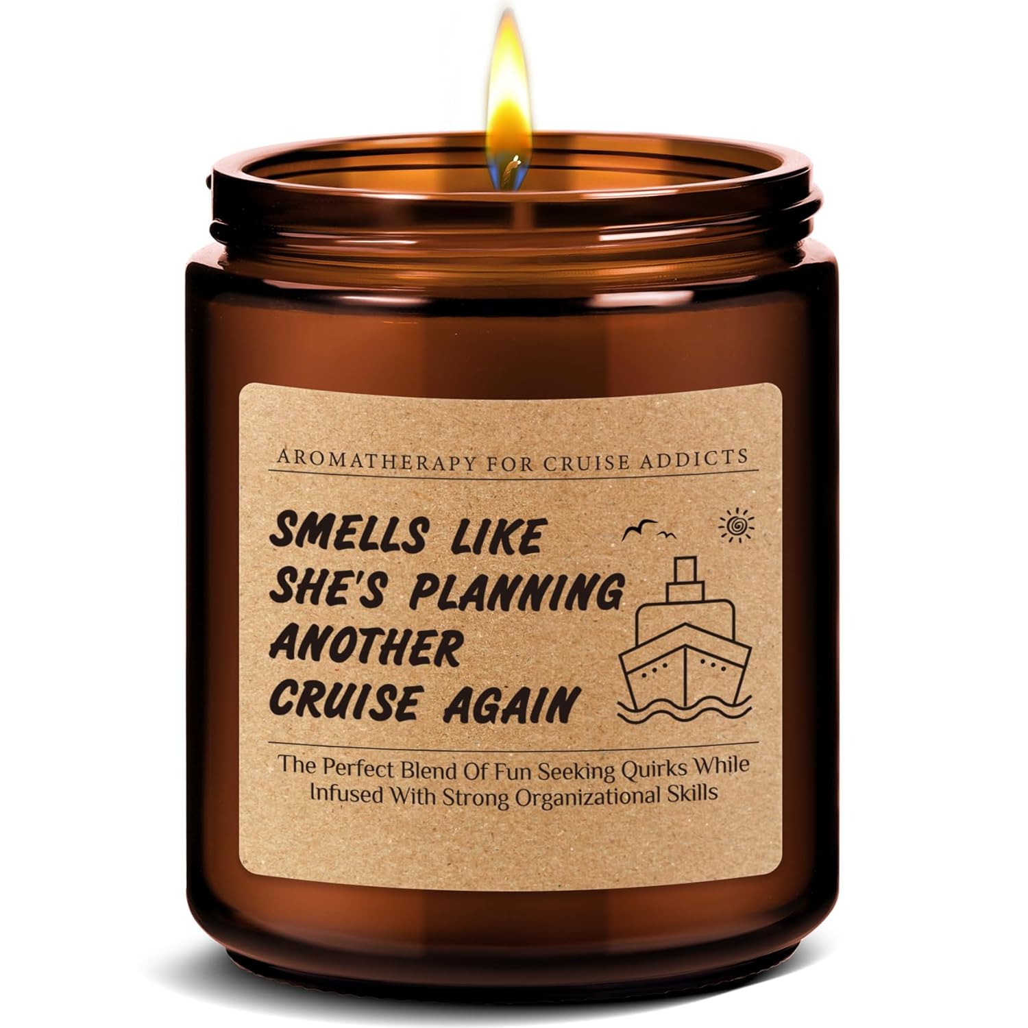 Funny Cruise Lover Travel Enthusiast Candle Gift For Women, Men - Bon Voyage Gift For Cruise Addict - Cruise Crew Appreciation, Birthday, Christmas, Retirement, Graduation Present