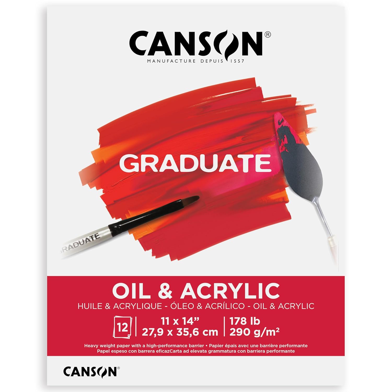 Canson Graduate Oil and Acrylic Paint Pad, Foldover, 11x14 inch, 12 Sheets | Artist Paper for Adults and Students - Oil, Acrylic, Mixed Media and Painting