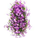 Artificial Flowers Garland 2Pcs Purple Artificial Silk Morning Glory Vine Artificial Flowers Hanging Eucalyptus Garland For Wall Fence Arch Uv Protected Indoor Outdoor Decor