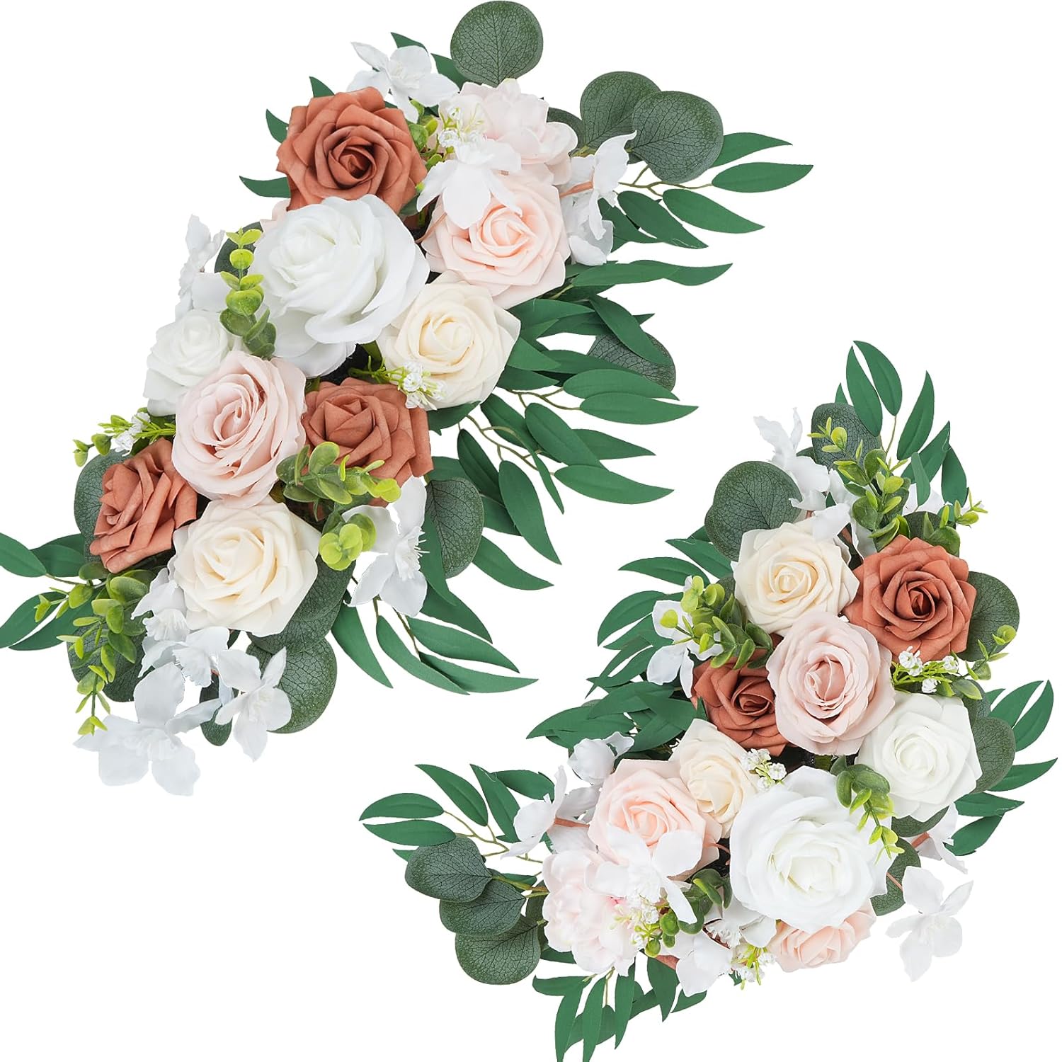 Artificial Wedding Arch Flowers 2Pcs Artificial Flower Centerpieces For Tables Silk Rose Floral Swags Faux Flower Arrangements For Wedding Decor Party Reception Ceremony Backdrop