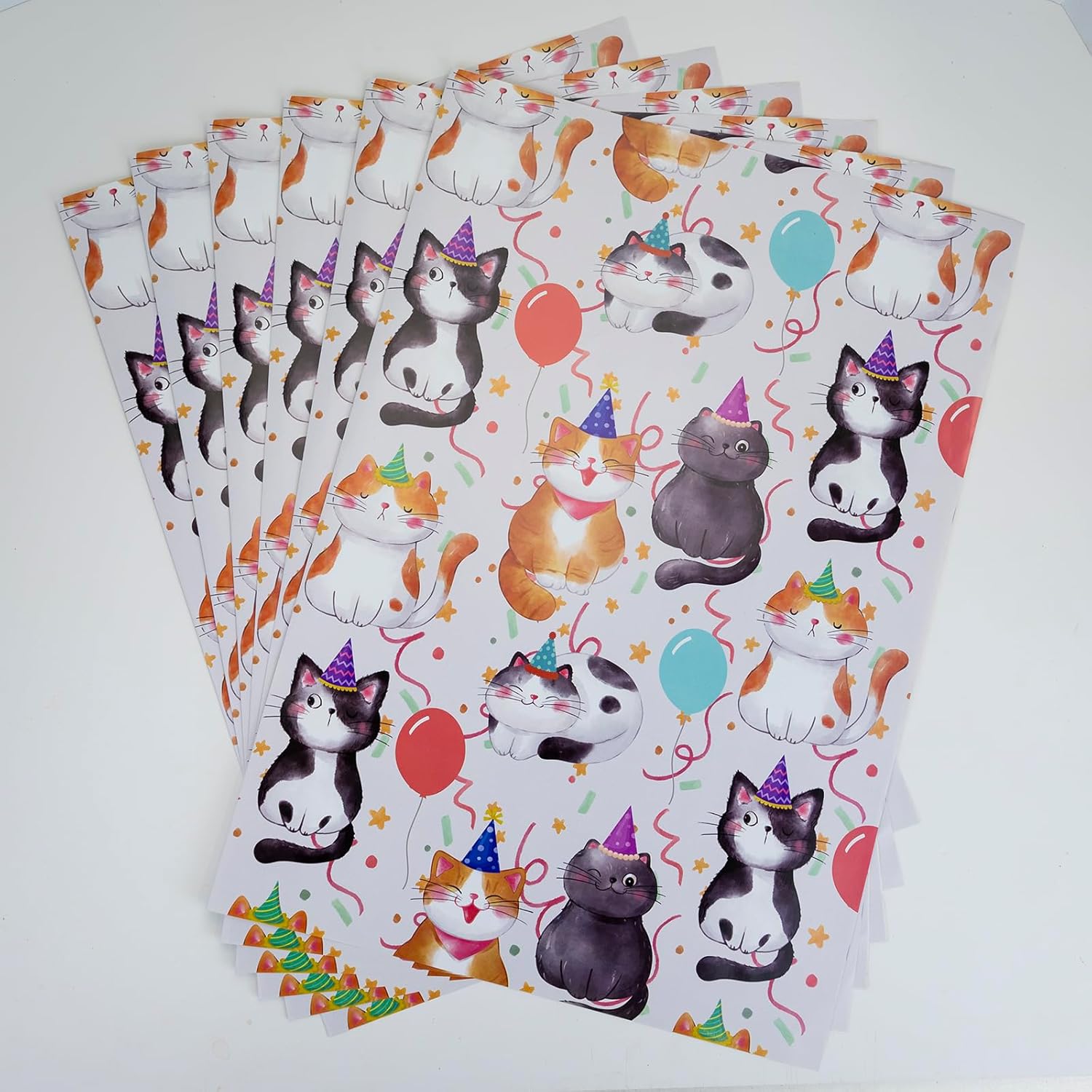 Cat Birthday Wrapping Paper - Happy Birthday - Funny Wrap For Girls Boys Women Baby Shower Holiday - 20 X 28Inch Per Sheets (6 Sheet)