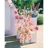 2Pcs Champagne Pink Orchid Artificial Flowers, 34.3" Real Touch Fake Orchid Latex Phalaenopsis Branches For Home Party Wedding Bridal Shower Decoration