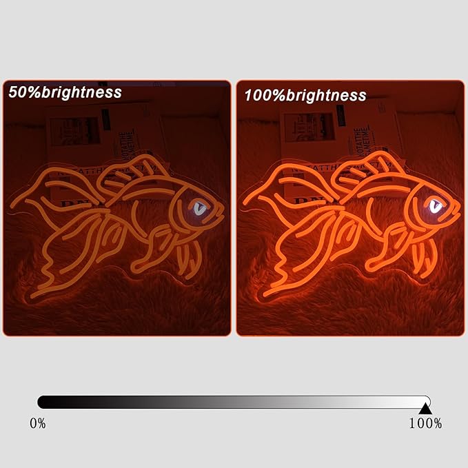 Goldfish Neon Sign Dimmable USB LED Wall Light Ocean Decor for Bedroom Restaurant Man Cave