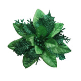 12Pcs Silk Shinning Sprakled Glitter Poinsettia Artificial Flower For Xmas Tree Christmas Decorations(Green,6 Inch)