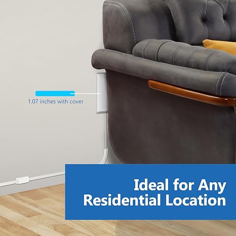 Flat Face Outlet Extender 3 Outlets 3FT Cord Ultra Thin Wall Plug White