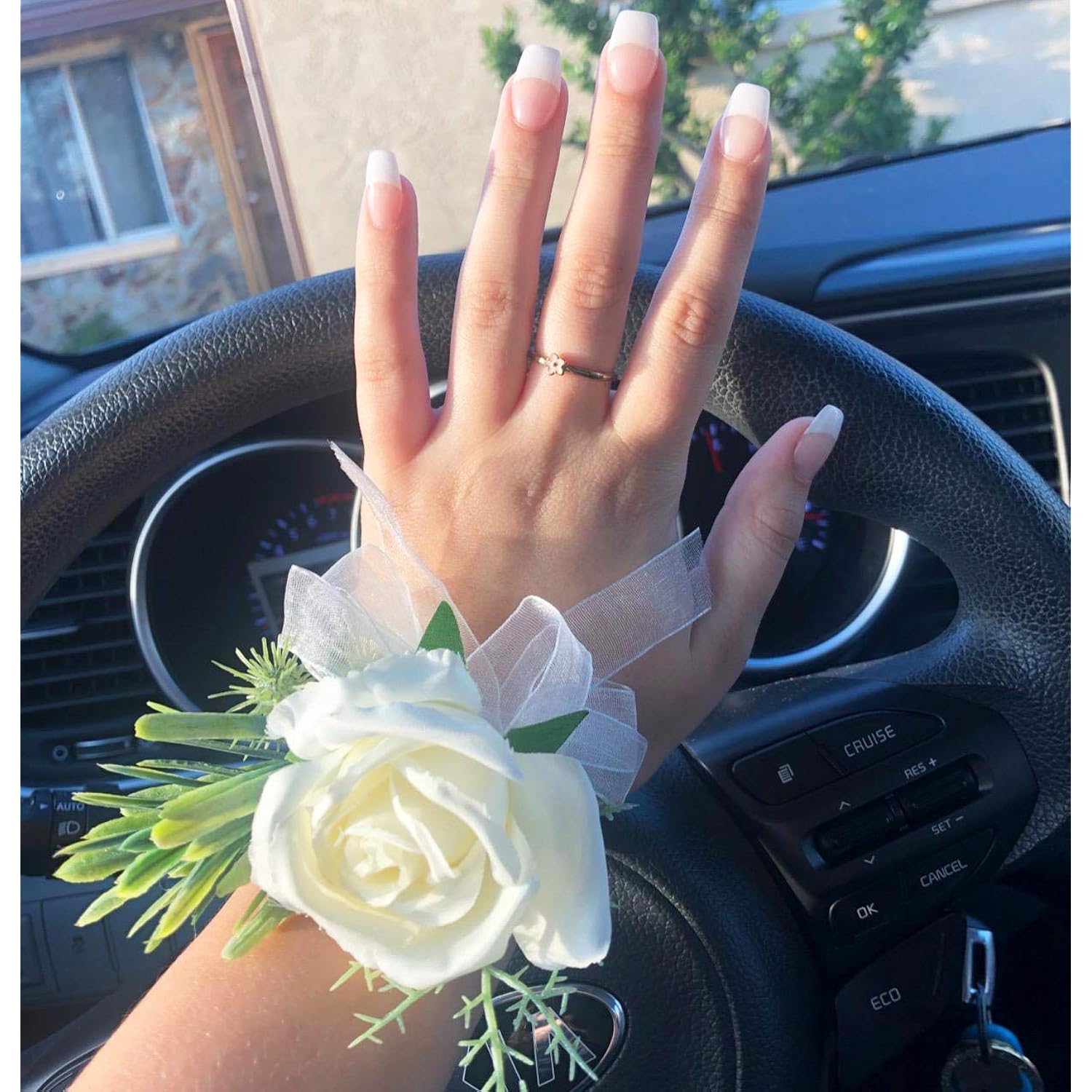 2Pcs Rose Wristband, Girl Bridesmaid Wedding Wrist Corsage Party Prom Hand Flower Decor (2Pc Rose Rose Wrist)