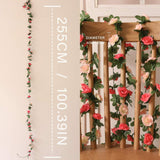 5Pcs 41Ft Flower Garland Fake Rose Vine Artificial Flowers Hanging Rose Ivy Hanging Baskets Wedding Arch Garden Background Decor (Pink, 5)