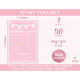 Baby Shower Games For Girl, 50 Pcs Pink Prediction & Advice Game, Fun Activity Cards, Baby Shower Ideas